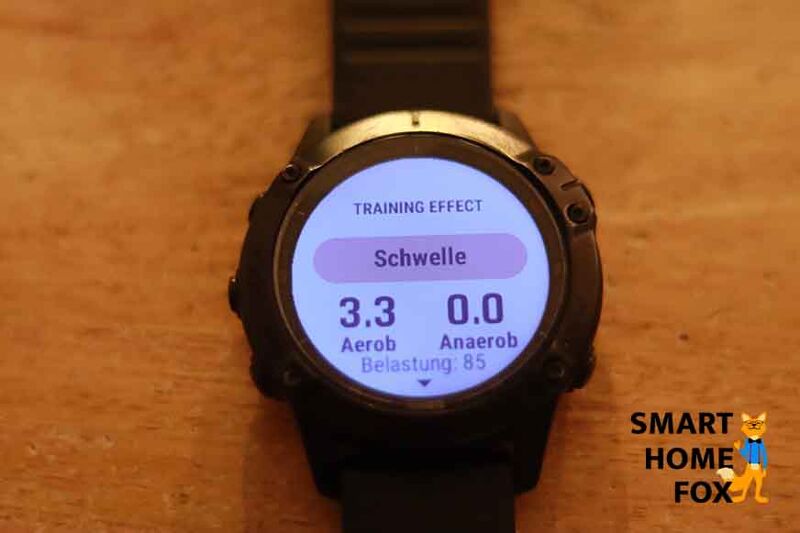 Man sieht den Trainingseffekt auf der Uhr.